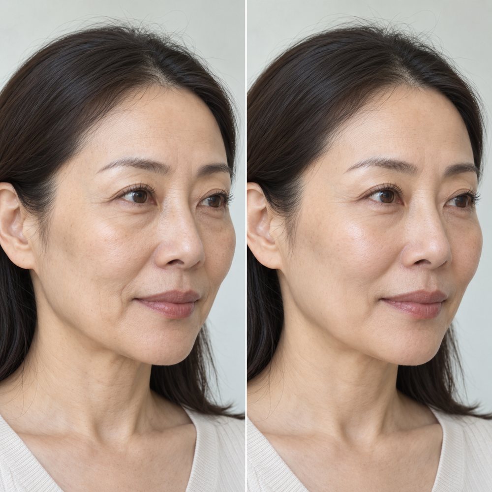 Illustration of cheek filler results, before and after